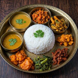 Dal-Bhat-with-Rice-and-Tadka Verpflegung Nepal